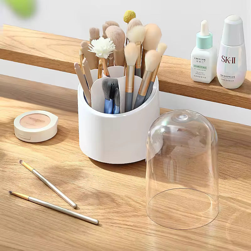 360 rotation Dust-proof Storage Box Cosmetics Organizer Makeup Brush Holder with Transparent Cover