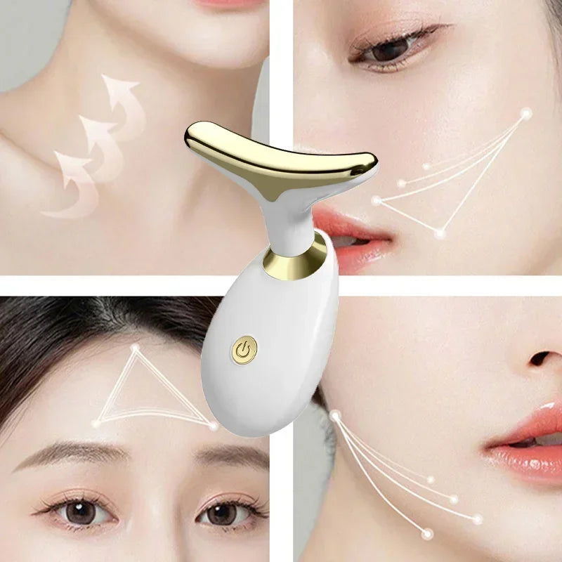 Facial massager for lifting and firming skin, reducing wrinkles and double chin
