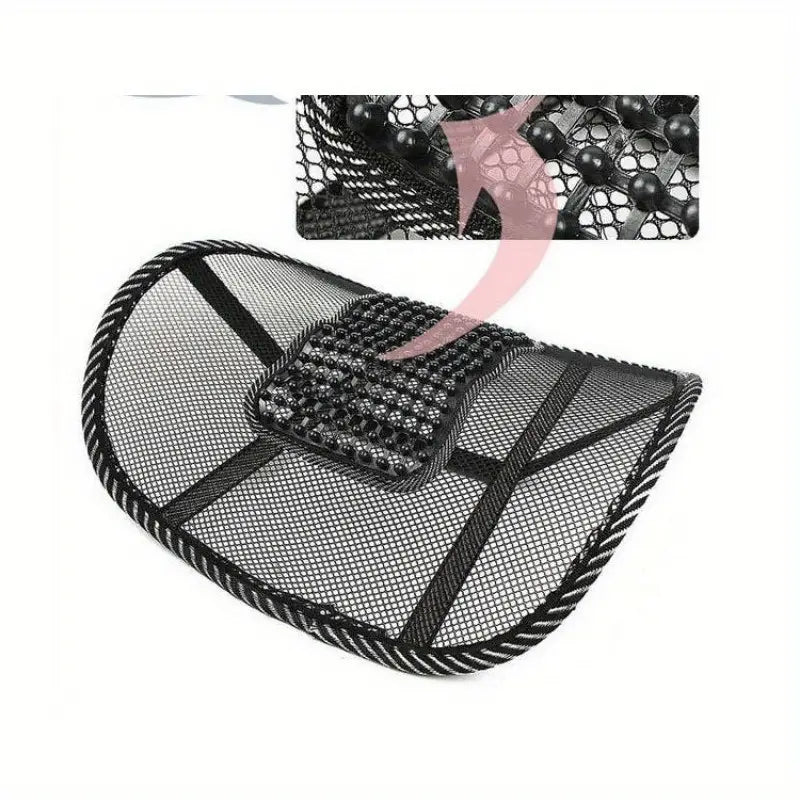 Lumbar Support Car Seat Cushion with Breathable Design & Massage Beads