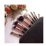 High Quality Makeup Brushes With Leather Pouch 15 Pcs