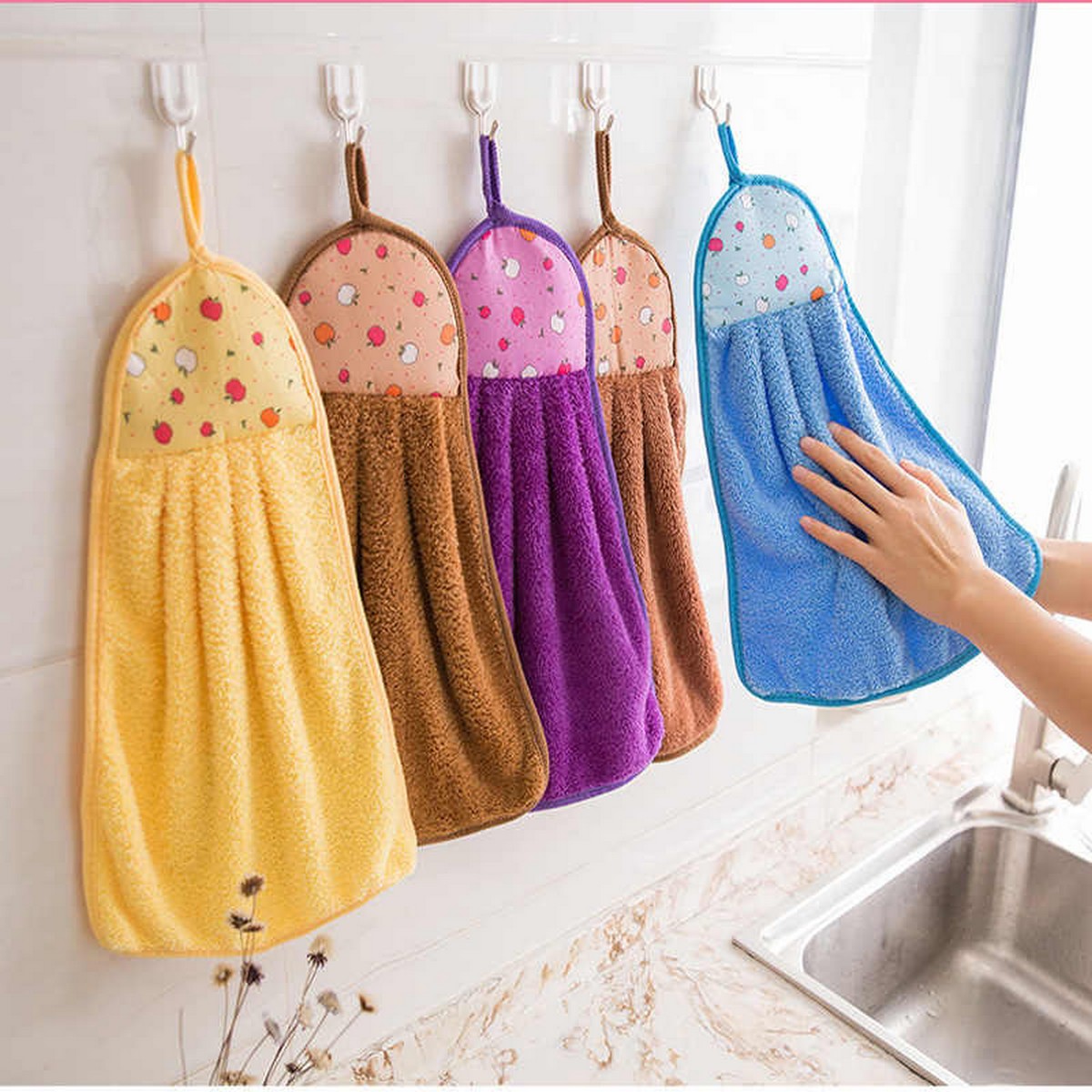 Beautiful Multicolor Hanging Kitchen Towel Pack of 5