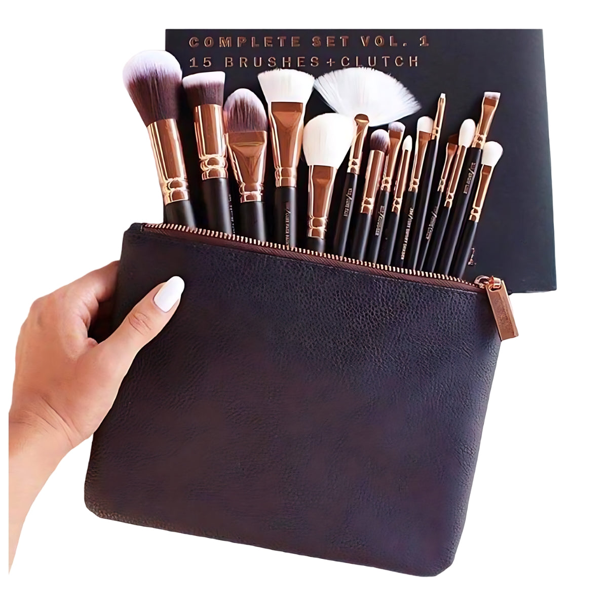 High Quality Makeup Brushes With Leather Pouch 15 Pcs