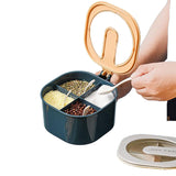 4-in-1 Partition Kitchen Seasoning Spice Box with Spoons