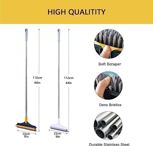 Long Handle Bathroom Cleaning Brush with Wiper 2 in 1