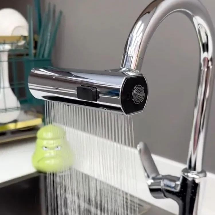 4-in-1 Kitchen Faucet with Rainfall, Waterfall, and Extender