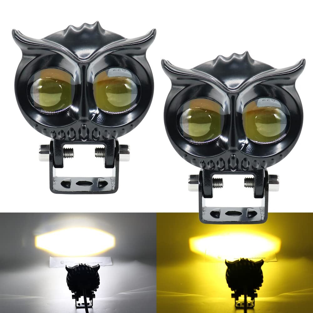 OWL Shape Led Fog Yellow-White light Low & High Beam for universal vehicles 1 PCs