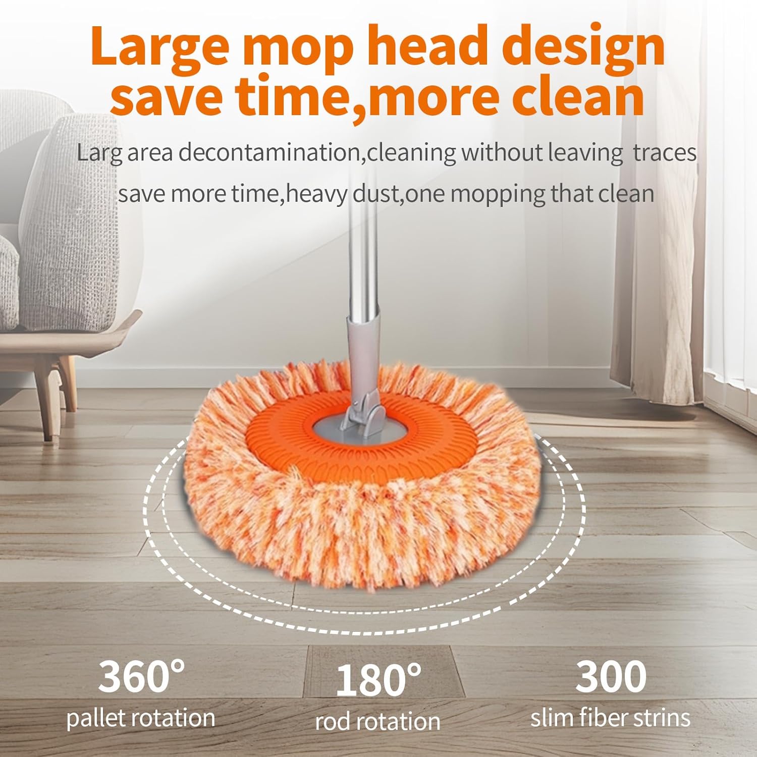 360° Rotating Round Shape Extendable Microfiber Mop & Duster