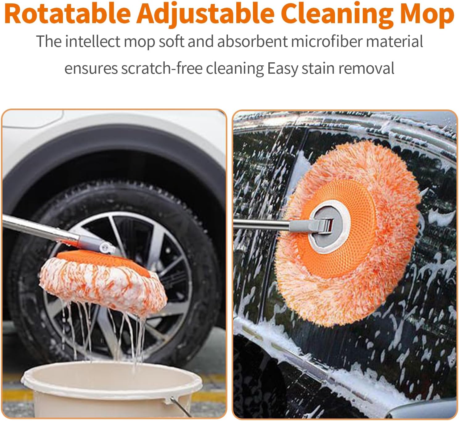 360° Rotating Round Shape Extendable Microfiber Mop & Duster