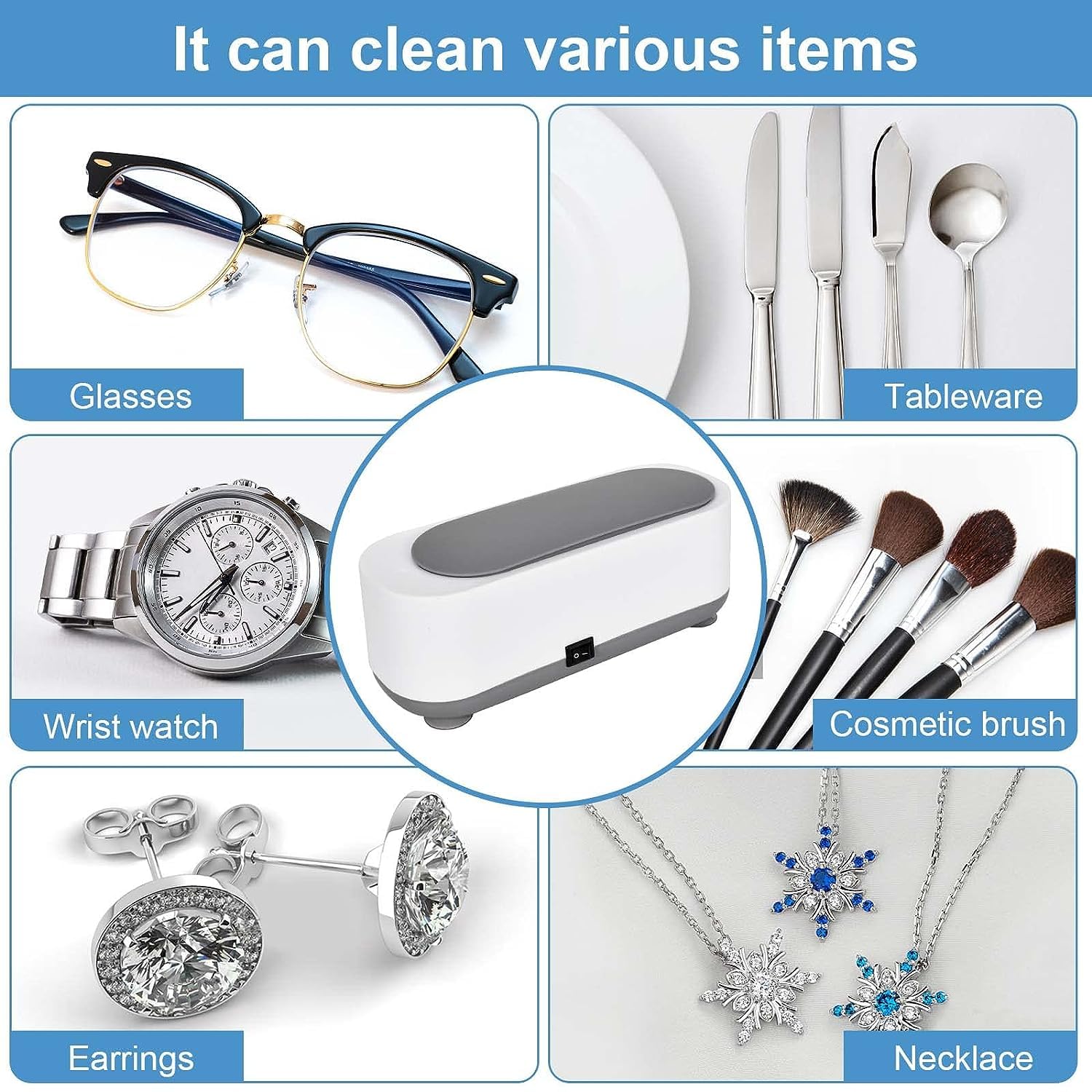 Ultrasonic Cleaning Machine for All Jewelry Rings, Eyeglasses Watches, Dentures Necklace