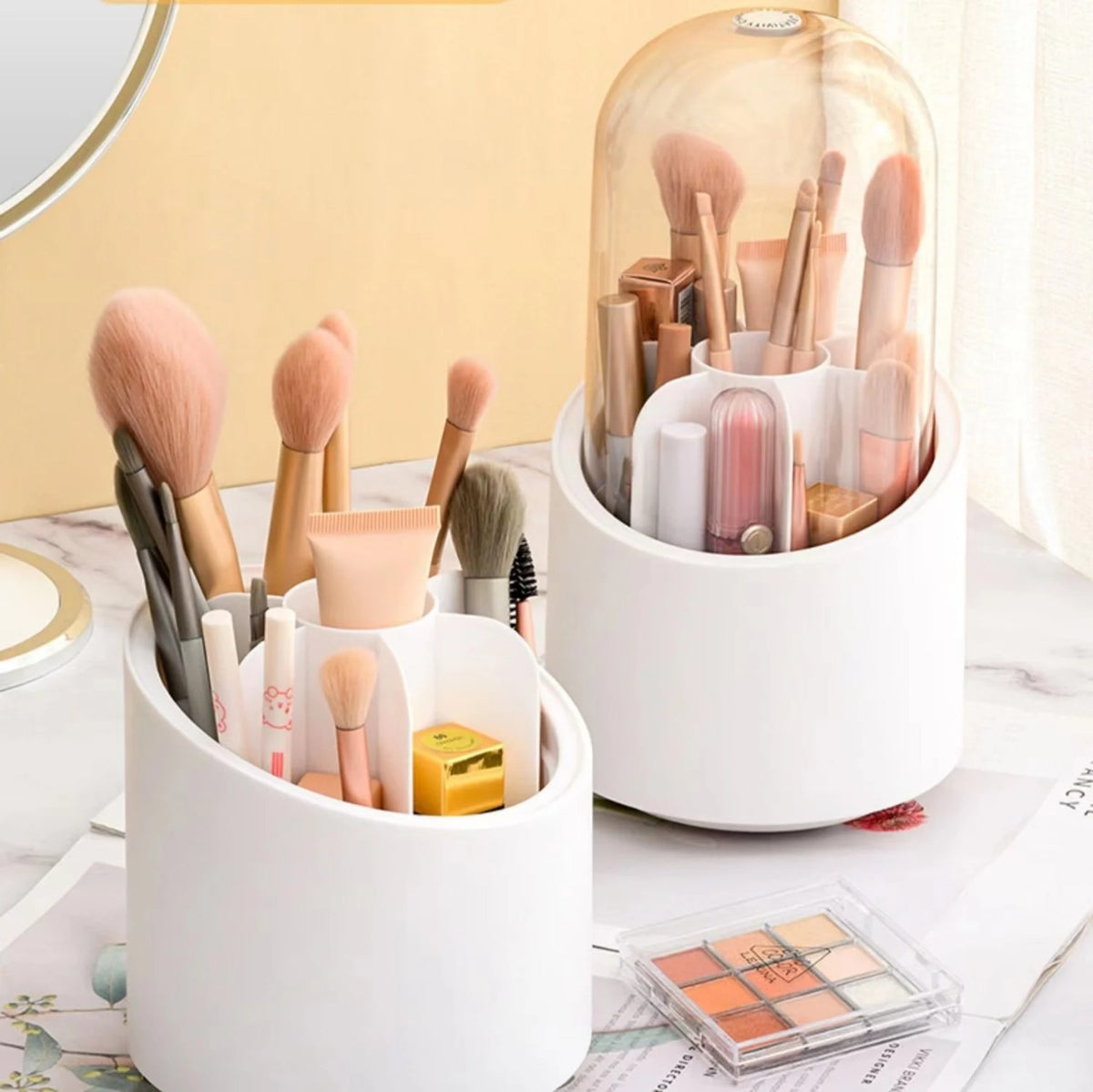 360 rotation Makeup Brush Organiser with Transparent Cover