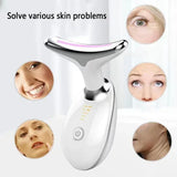 Facial massager for lifting and firming skin, reducing wrinkles and double chin