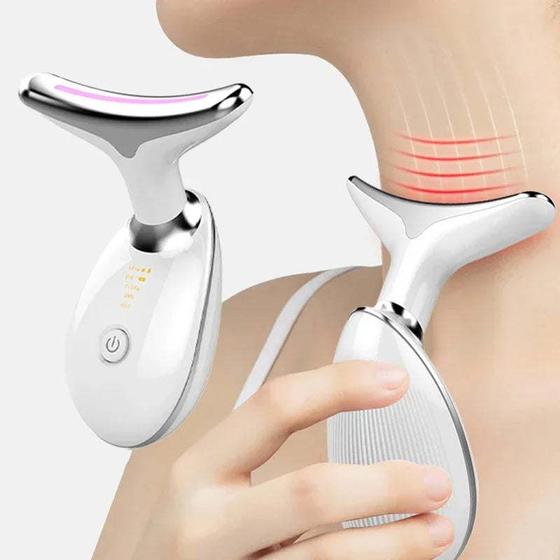 Facial massager for lifting and firming skin, reducing wrinkles and double chin