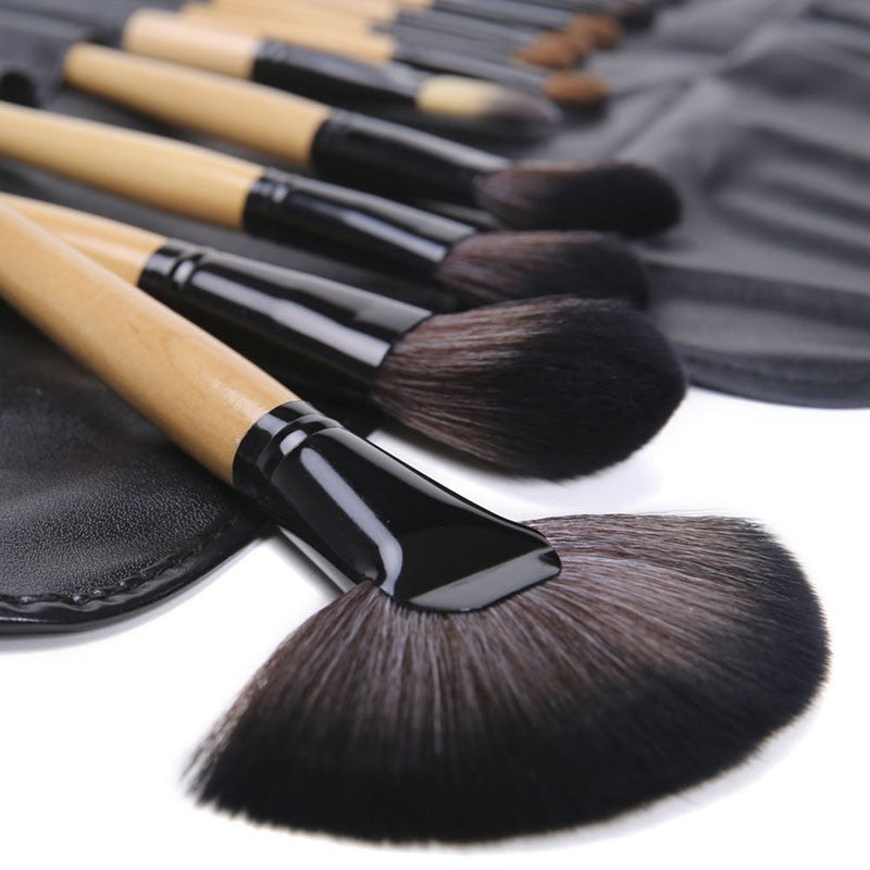 24-Pcs Professional Women Makeup Set Cosmetic Brushes With Folding PU Leather Pouch