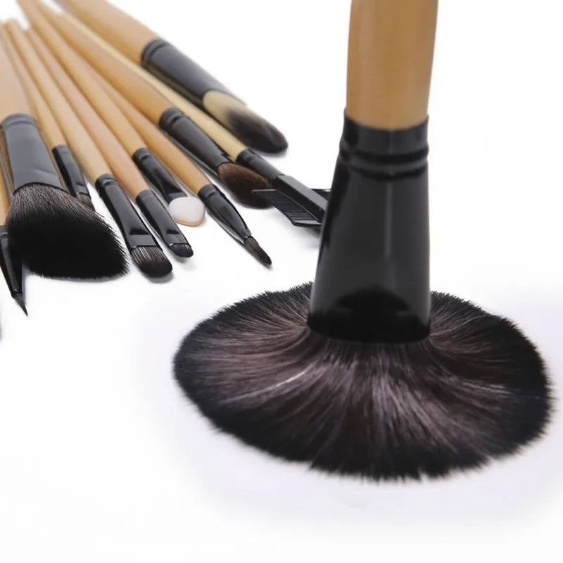 24-Pcs Professional Women Makeup Set Cosmetic Brushes With Folding PU Leather Pouch