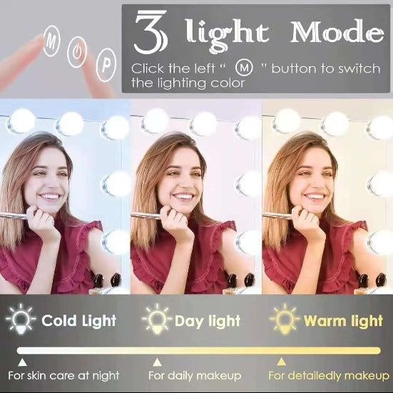 Vanity Mirror Lights - Hollywood Style 10 Pcs LED Light Kit for Makeup Mirror