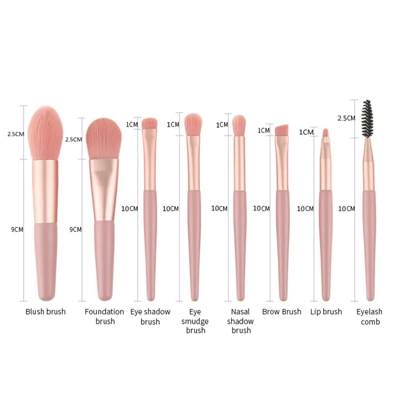 8Pcs Mini Travel Soft Makeup Brushes Set