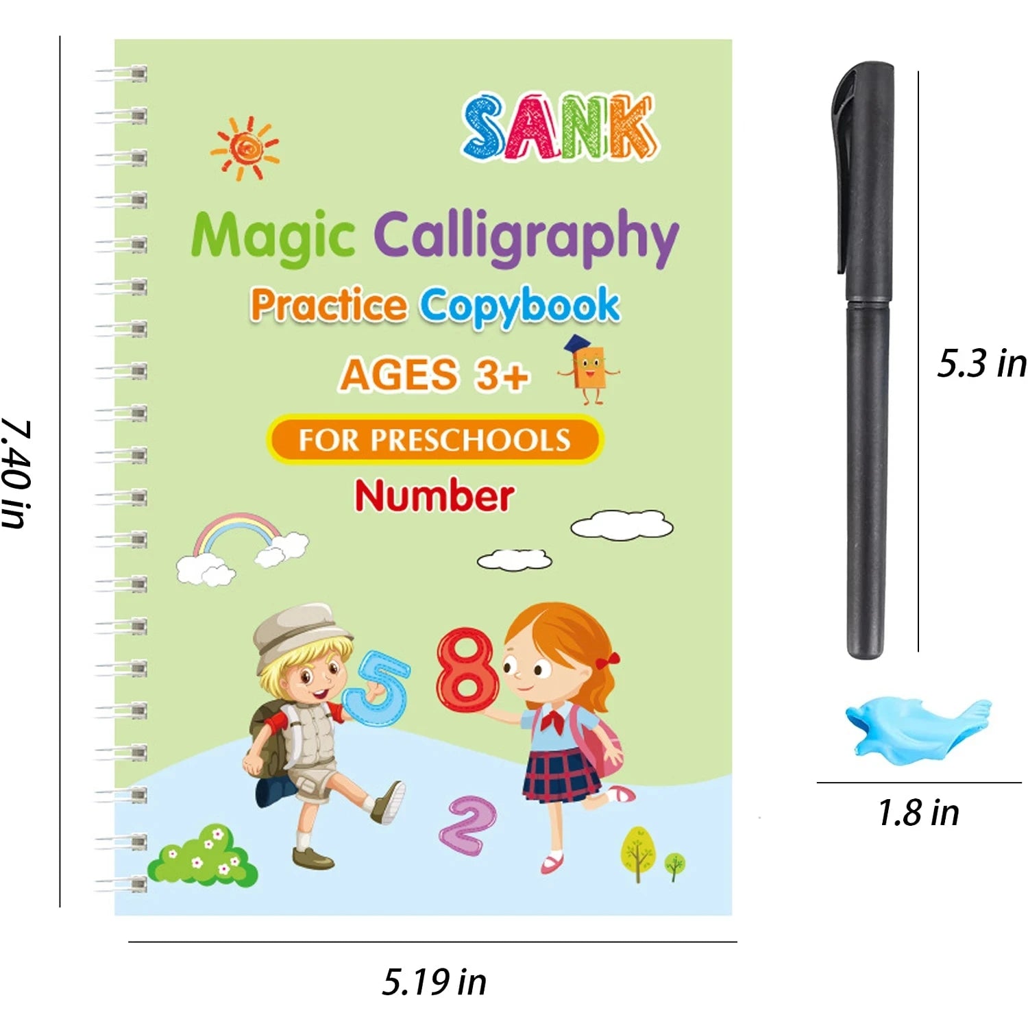 Sank Magic Reusable Practice Copybook Set with Pen