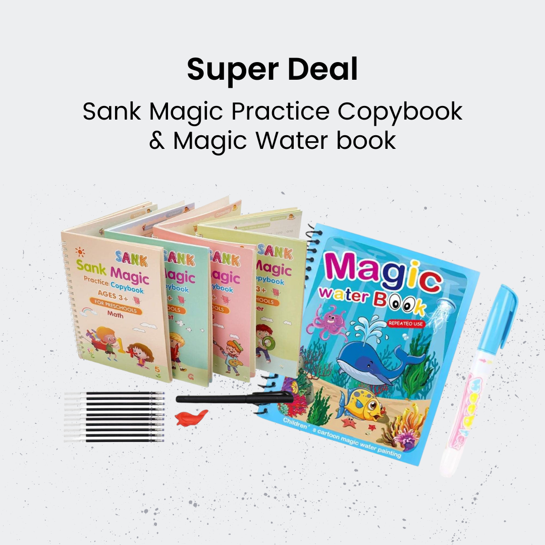 🎨🖋️ Ultimate No-Mess Fun & Learning Bundle for Kids – Magic Water Drawing Book & Sank Magic Practice Copybook Set! ✨📚