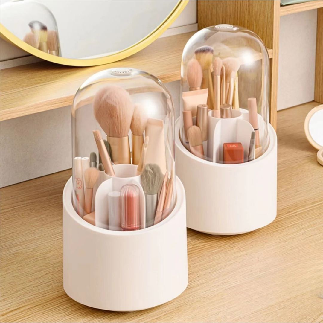 360 rotation Makeup Brush Organiser with Transparent Cover