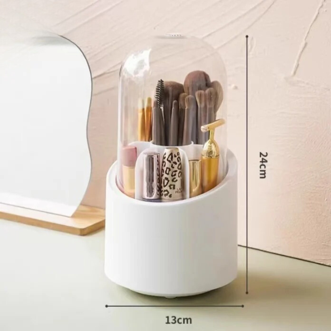 360 rotation Makeup Brush Organiser with Transparent Cover