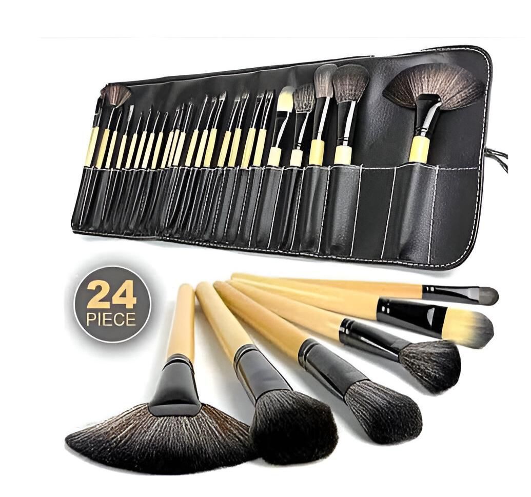 24-Pcs Professional Women Makeup Set Cosmetic Brushes With Folding PU Leather Pouch