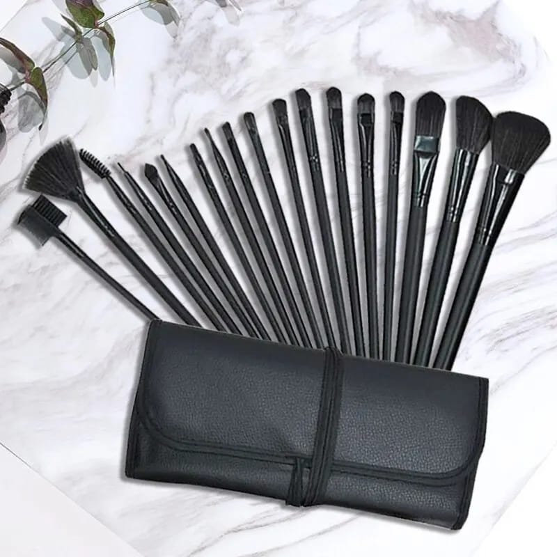 24-Pcs Professional Women Makeup Set Cosmetic Brushes With Folding PU Leather Pouch