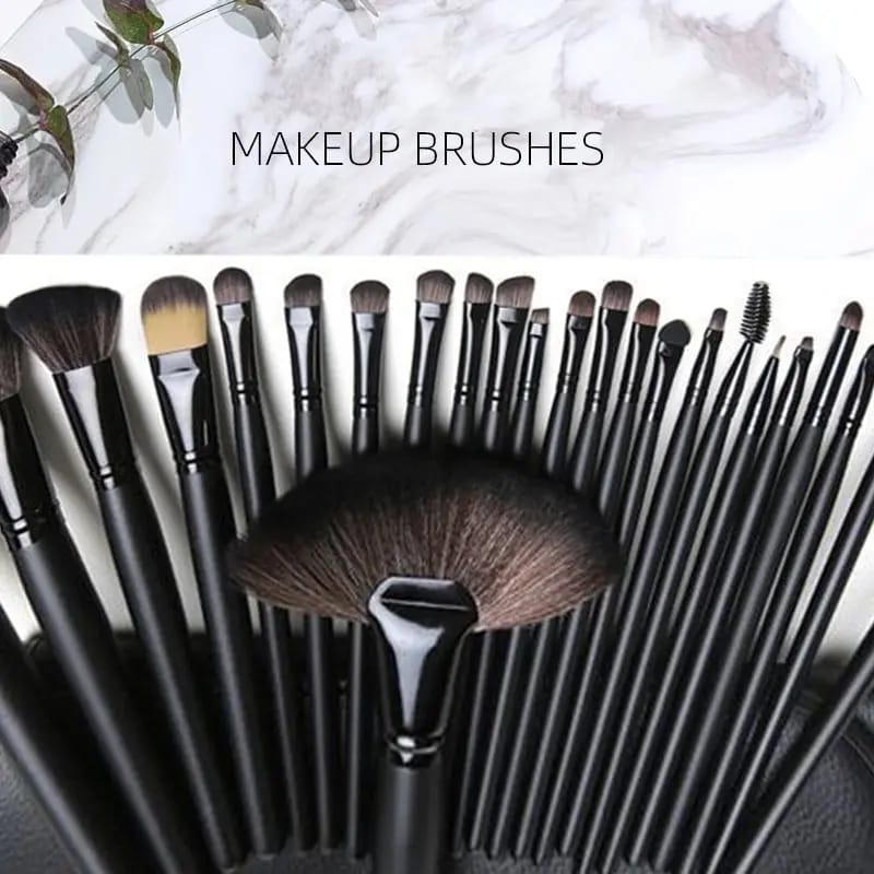 24-Pcs Professional Women Makeup Set Cosmetic Brushes With Folding PU Leather Pouch